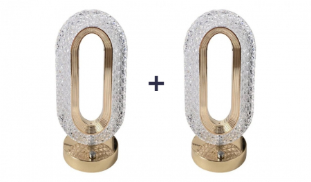 CASA SI GRADINA - Set 2x Lampa Diamond Crystal LED cu 3 temperaturi de culoare,  alb rece, alb cald, neutru, culoare auriu