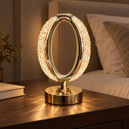 Set 2 x Lampa Diamond Crystal Oval LED – Eleganță rafinată cu 3 temperaturi de culoare Alb Rece, Alb Cald, Neutru și Accente Aurii [1]