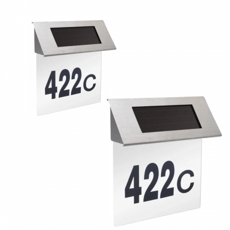 Pachete Promotionale - Set 2x Numar de casa din inox, cu iluminare LED si alimentare solara