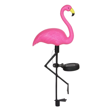 Set 3 Lămpi Solare LED Flamingo Roz cu Cioc Galben, Model Nou, 53 cm, Lumină Caldă, IP65, Decorațiuni pentru Grădină [3]