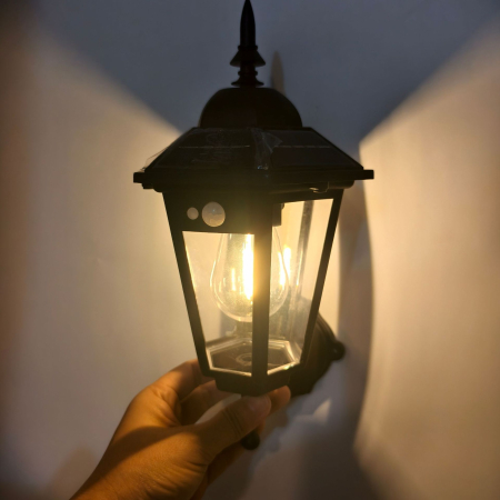 Set  Aplice Solare de Perete Vintage cu Senzor de Mișcare, 3 Moduri, Lumină Alb Cald [6]