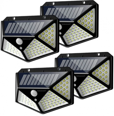 Pachete Promotionale - Set 4 x Lampa 100 LED cu panou solar, senzor de miscare