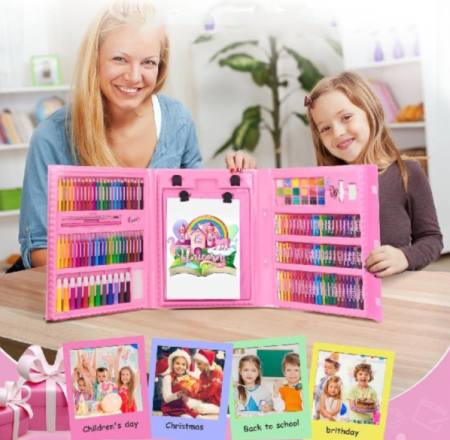 Set Artistic Desen și Pictură pentru Copii, Servietă cu Instrumente Complete 168pcs sau 208pcs [8]