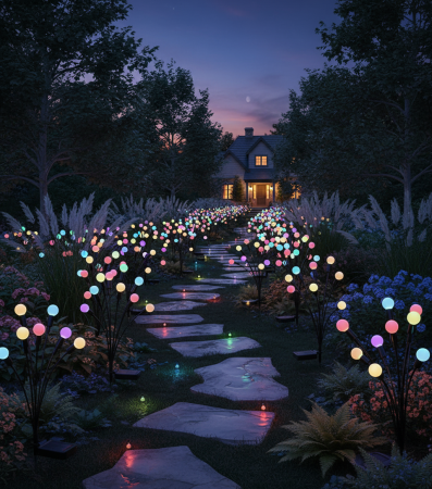 Set de 8 Lămpi Solare de Grădină cu Licurici Multicolor – Eleganță și Magie în Spațiul Exterior [10]