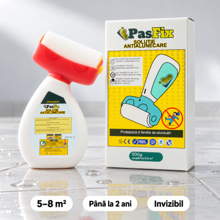 PasFix - Soluție Antialunecare PasFix 500ml – Protecție pentru gresie, faianță, marmură, piatră naturală cu rolă aplicatoare