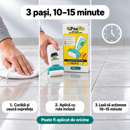Soluție Antialunecare PasFix 500ml – Protecție pentru gresie, faianță, marmură, piatră naturală cu rolă aplicatoare [1]