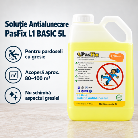 PasFix - Soluție Antialunecare PasFix L1 BASIC 5L – Protecție sigură pentru băi, bucătării și pardoseli cu gresie
