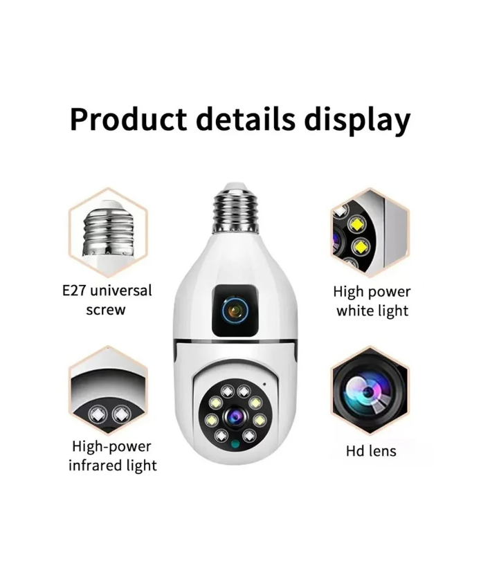 Set 4 x Jortan JTZ-9696PROB: Cameră Supraveghere Duală Tip Bec, HD, WiFi, Vedere 360° Full Color, Aplicație Icsee [5]