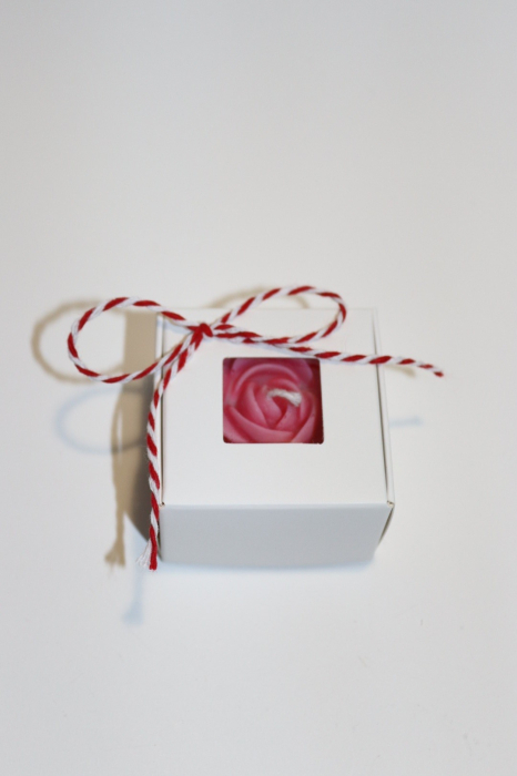 Lumanare parfumata / neparfumata din ceara de soia - model trandafir - editie Martie - snur de Martisor [6]