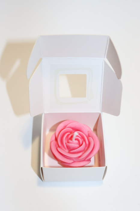 Lumanare parfumata / neparfumata din ceara de soia - model trandafir - editie Martie - snur de Martisor [4]