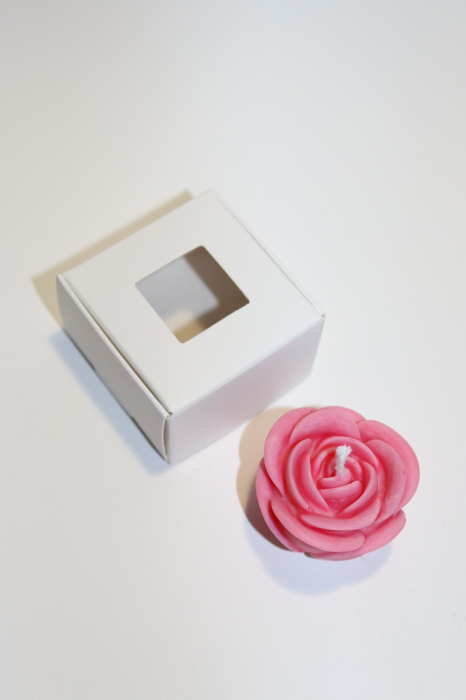 Lumanare parfumata / neparfumata din ceara de soia - model trandafir - editie Martie - snur de Martisor [2]