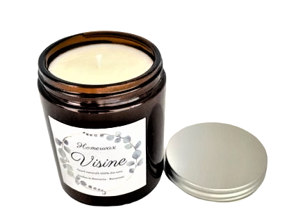 Lumanare parfumata din ceara naturala de soia in recipient reutilizabil borcan ambra cu capac negru cantitate ceara 170 g [5]