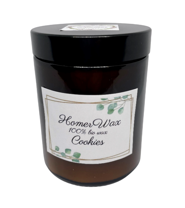 Lumanare parfumata din ceara naturala de soia in recipient reutilizabil borcan ambra cu capac negru cantitate ceara 170 g [2]