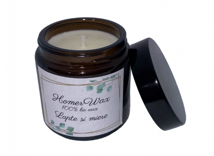 Lumanare parfumata din ceara naturala de soia in recipient reutilizabil borcan termorezistent din sticla neagra ambra cantitate 110 g [2]
