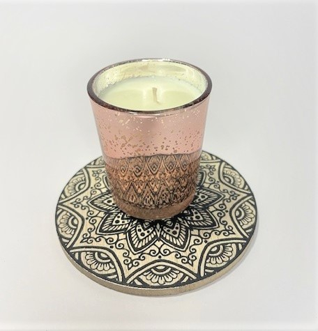 Lumanare parfumata, ceara soia, aroma Cookies, 75 g, suport lemn mandala [6]