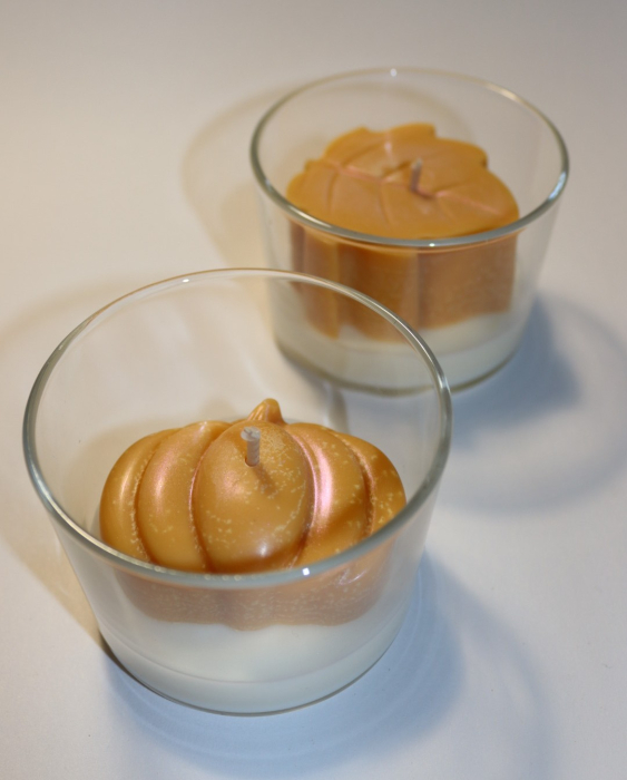 Lumanare parfumata din ceara de soia, model Dovleac, aroma Portocale, 85 g [6]