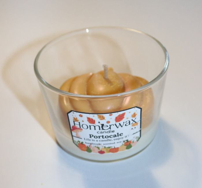 Lumanare parfumata din ceara de soia, model Dovleac, aroma Portocale, 85 g [3]