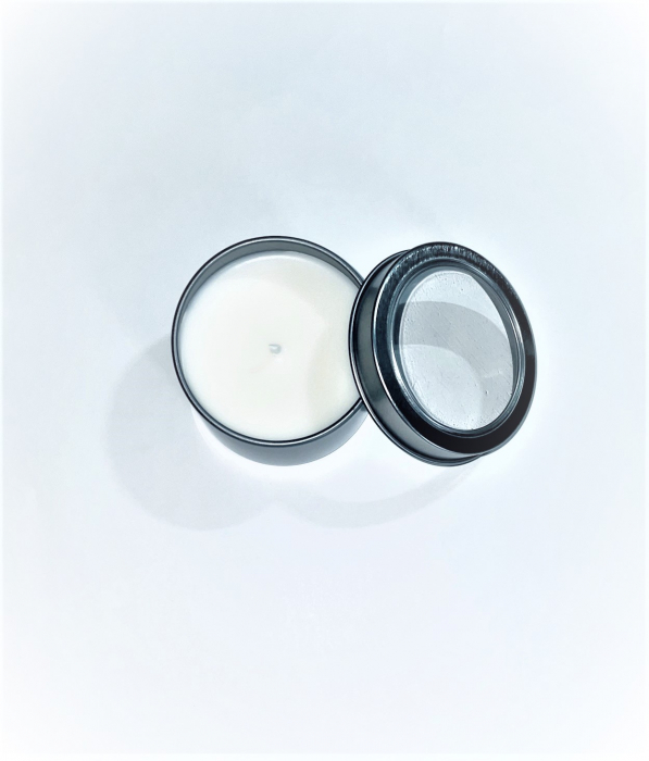 Lumanare parfumata din ceara naturala de soia, cutie aluminiu cu fereastra, fitil de bumbac cerat, handmade, 45 g [2]