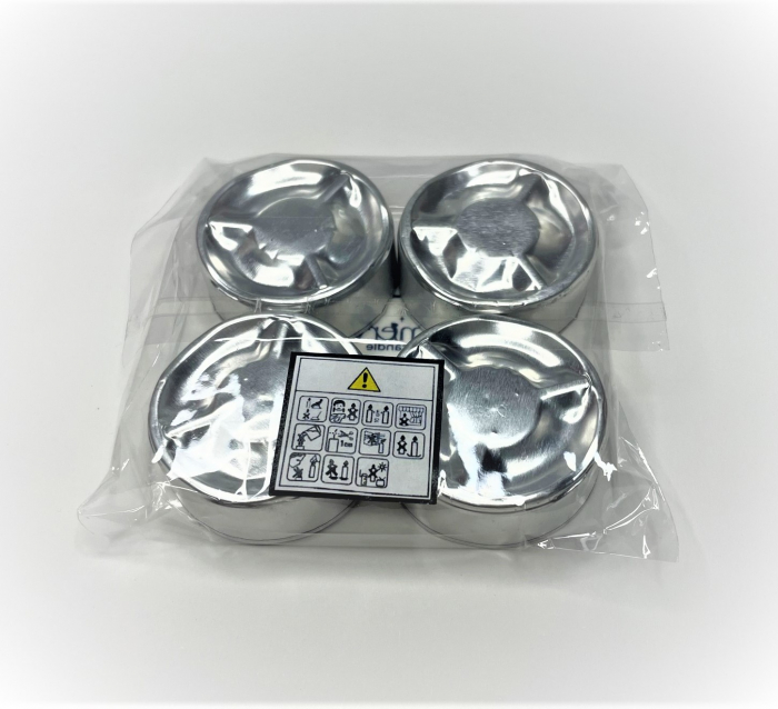 Set lumanari neparfumate din ceara naturala de soia tip pastila 4 buc 50 g cantitate ceara / set argintiu culoarea ambalaj [4]