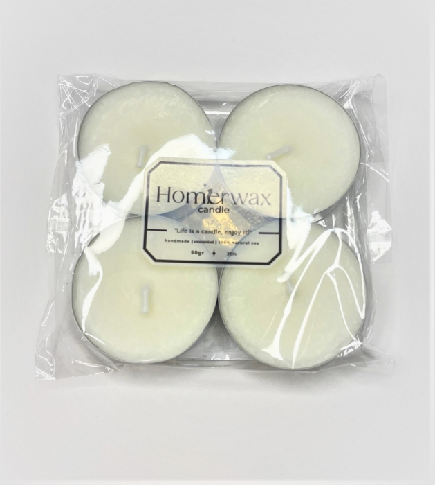 Set lumanari neparfumate din ceara naturala de soia tip pastila 4 buc 50 g cantitate ceara / set argintiu culoarea ambalaj [3]