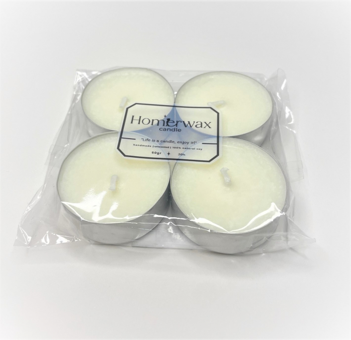 Set lumanari neparfumate din ceara naturala de soia tip pastila 4 buc 50 g cantitate ceara / set argintiu culoarea ambalaj [5]