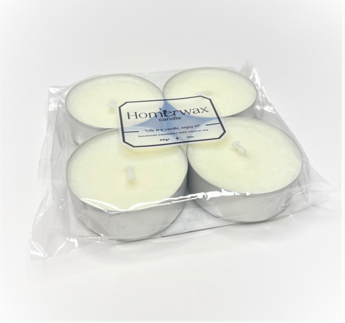 Set lumanari neparfumate din ceara naturala de soia tip pastila 4 buc 50 g cantitate ceara / set argintiu culoarea ambalaj [6]