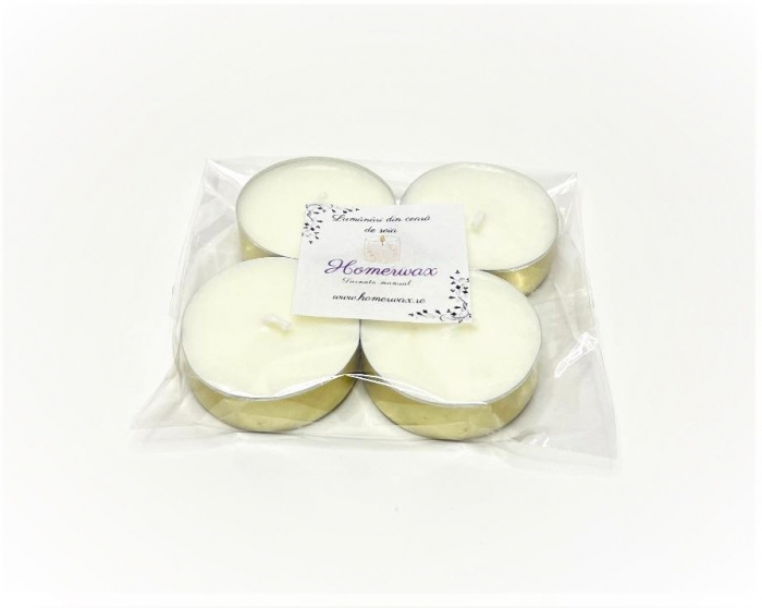 Set lumanari neparfumate din ceara naturala de soia tip pastila 4 buc 50 g cantitate ceara / set argintiu culoarea ambalaj [3]