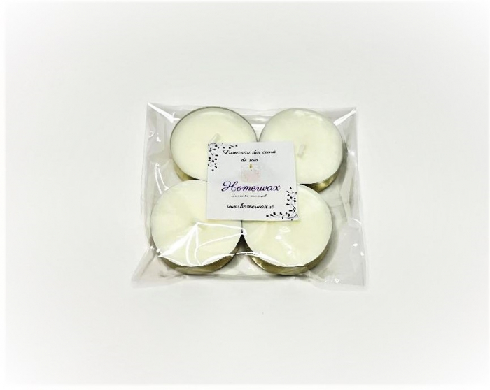 Set lumanari neparfumate din ceara naturala de soia tip pastila 4 buc 50 g cantitate ceara / set argintiu culoarea ambalaj [4]