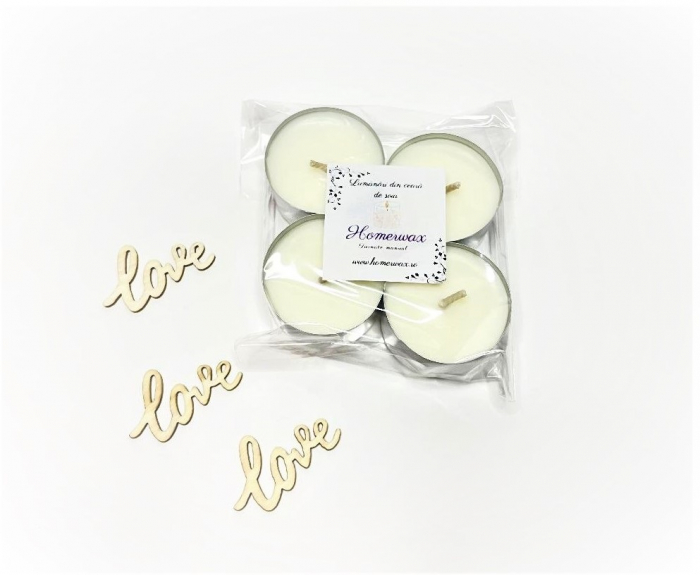Set lumanari neparfumate, tip pastila, din ceara naturala de soia, culoare, handmade, 4 buc, cantitate ceara 80 g [3]