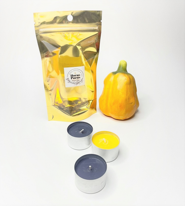 Set lumanari parfumate, tip pastila, aroma Hocus Pocus - Dovleac, din ceara naturala de soia, handmade, 3 buc, cantitate ceara 60 g [2]