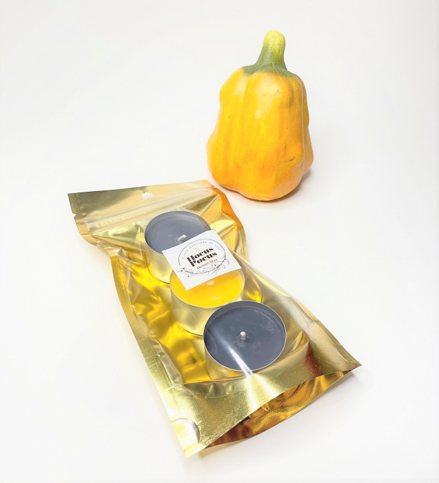 Set lumanari parfumate, tip pastila, aroma Hocus Pocus - Dovleac, din ceara naturala de soia, handmade, 3 buc, cantitate ceara 60 g [6]