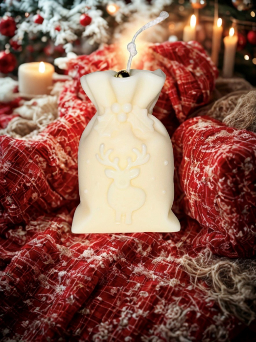Sacul lui Mos Craciun cu model REN - lumanare decorativa, parfumata din ceara de soia - clopotel, 72 g - editie speciala [6]