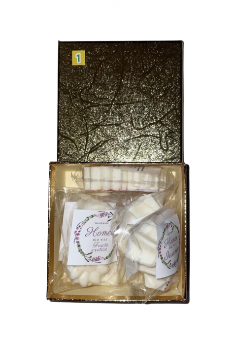 Set cadou ceara parfumata de soia format din o cutie cu 6 seturi de wax melts arome diferite si un vas mare de ceramica alb mat Bonus 1 lumanare neparfumata tip pastila [3]