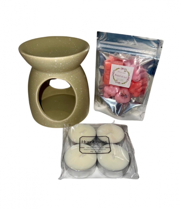 Vas de ceramica kaki cu aspect mat special pentru wax melts [8]