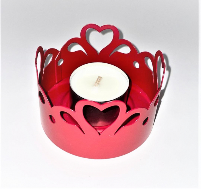 Cutie eleganta cu suport metalic pentru lumanare, set 4 lumanari tip pastila, ambalaj argintiu, handmade [4]