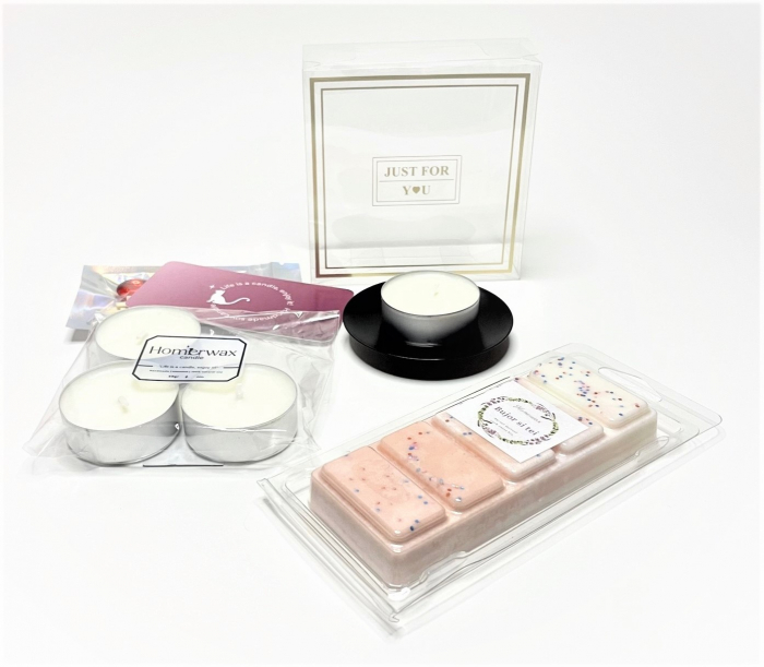 Cutie eleganta, set lumanari neparfumate, suport ,etalic negru, snap bar clam shell aroma Bujor si tei, 100 g [6]