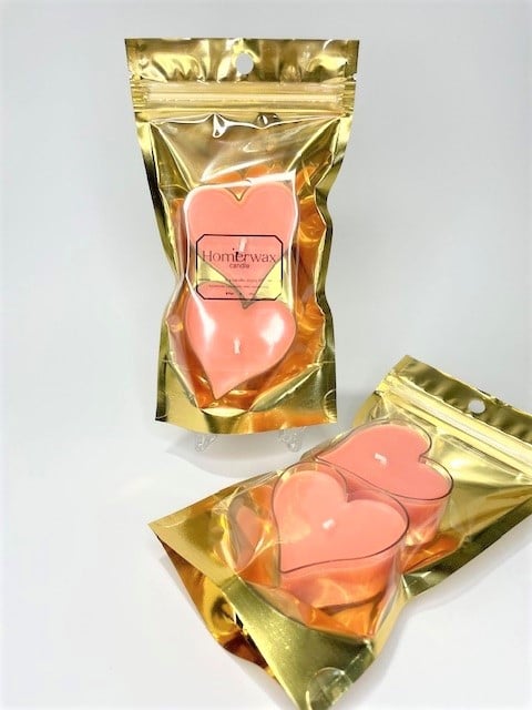 Me & you - 2 Lumanari neparfumate, ceara soia , forma inima,  60 g [4]