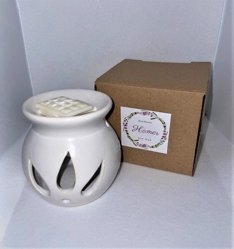 Vas de ceramica mini alb lucios pentru topirea bucatilor de ceara parfumata - aromaterapie [3]