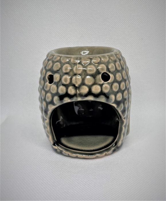 Vas de ceramica cap de Buddha maro pentru topirea bucatilor de ceara parfumata - aromaterapie [5]
