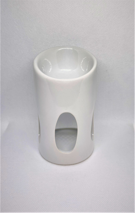 Vas de ceramica cilindru alb lucios pentru topirea bucatilor de ceara parfumata [2]