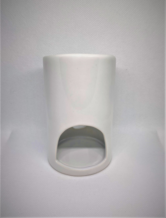 Vas de ceramica cilindru alb lucios pentru topirea bucatilor de ceara parfumata [3]