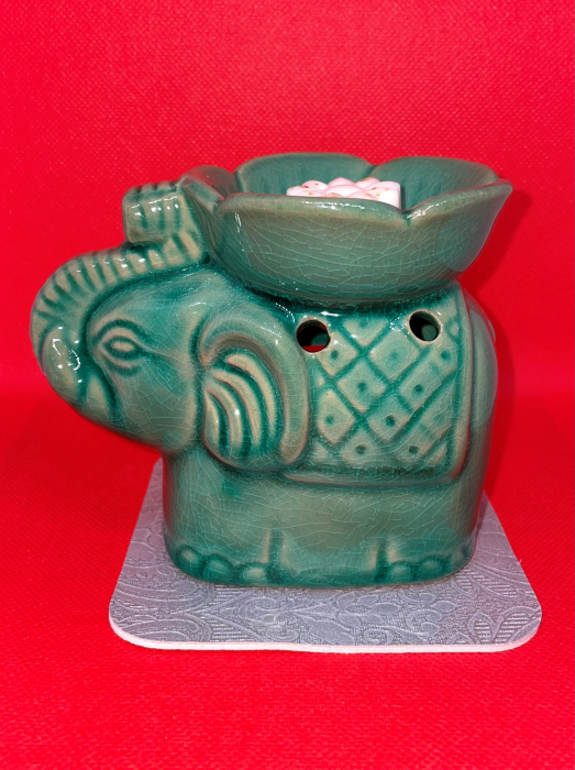 Vas de ceramica Elefantul verde norocos pentru topirea bucatilor de ceara parfumata [4]