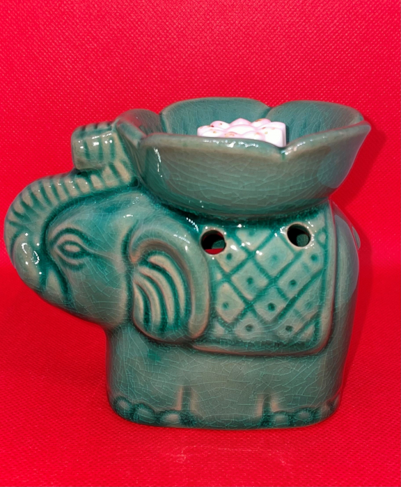 Vas de ceramica Elefantul verde norocos pentru topirea bucatilor de ceara parfumata [6]
