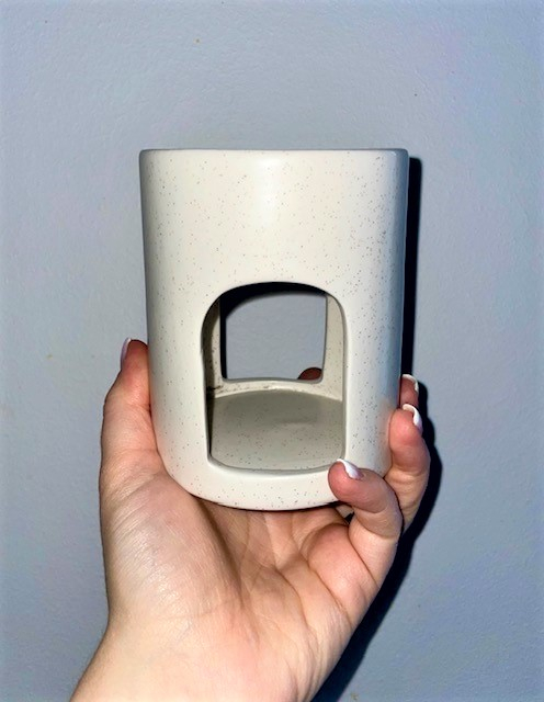 Vas de ceramica mare bej nisipiu special pentru wax melts aromaterapie [8]