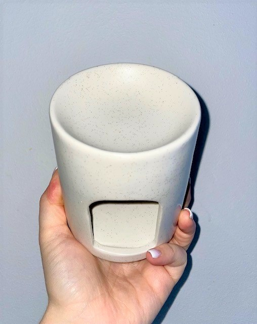 Vas de ceramica mare bej nisipiu special pentru wax melts aromaterapie [7]