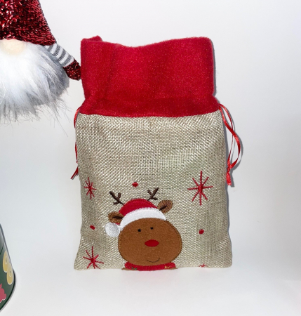 Saculet cu bucurii de Craciun, 2 snapbar, ceara de soia, arome Cookies si Craciun, 100 g si 1 set de 8 lumanari neparfumate tip pastila, 128 g. 3 modele de saculet: Ren, Mos Craciun si Om de Zapada [1]