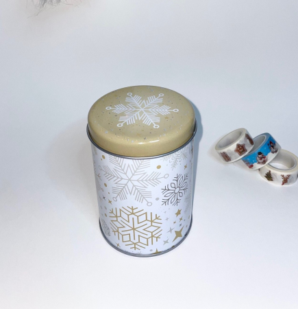 Set bucati de ceara parfumata de soia naturala,  handmade, arome Clementine, Cookies, Craciun, Turta dulce, Vanilie, 80 g Cutie metalica cu model festiv [2]