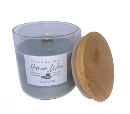 Lumanare parfumata din ceara naturala de soia, in borcan reutilizabil cu sticla borosilicata cu capac de bambus cantitate 300 g [2]