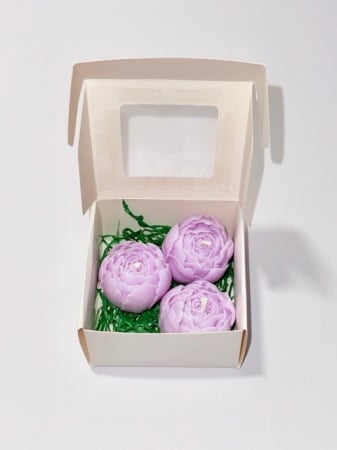 Set Iris - 3 lumanari parfumate din ceara de soia, in forma de bujori [1]