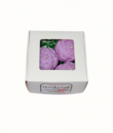 Marturii nunta / botez - Set Iris - 3 lumanari parfumate din ceara de soia, in forma de bujori